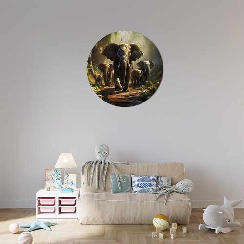 Muurcirkel groep met olifanten Muurcirkel groep met olifanten