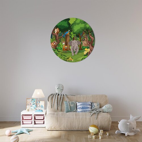 Muurcirkel diverse dieren in het bos Muurcirkel diverse dieren in het bos