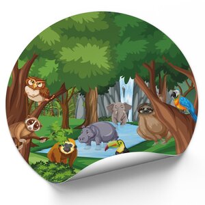 Muurcirkel dieren bij waterval Muurcirkel dieren bij waterval