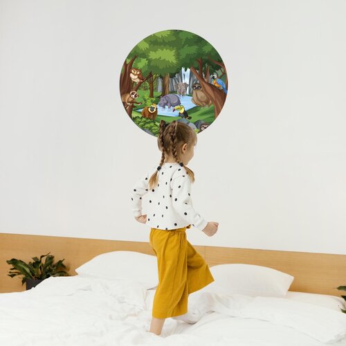 Muurcirkel dieren bij waterval Muurcirkel dieren bij waterval