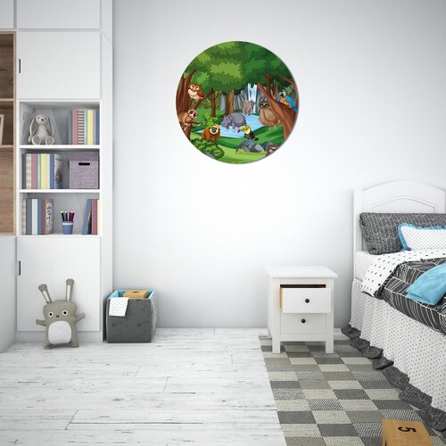 Muurcirkel dieren bij waterval Muurcirkel dieren bij waterval