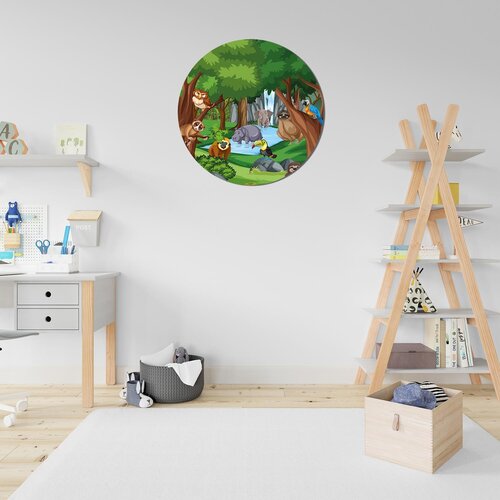 Muurcirkel dieren bij waterval Muurcirkel dieren bij waterval