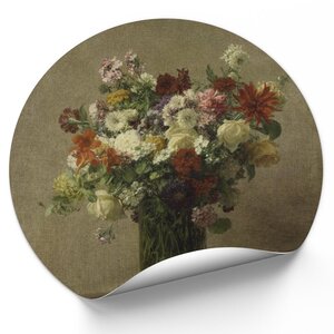 Muurcirkel Bloemen uit Normandië Henri Fantin Latour Muurcirkel Bloemen uit Normandië Henri Fantin Latour