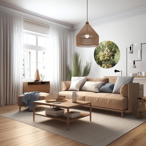 Muurcirkel Stilleven met bloemen en vruchten, Eelke Jelles Eelkema