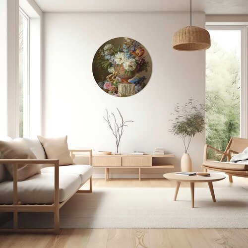 Muurcirkel Bloemstilleven met albasten vaas, Gerard van Spaendonck Muurcirkel Bloemstilleven met albasten vaas, Gerard van Spaendonck