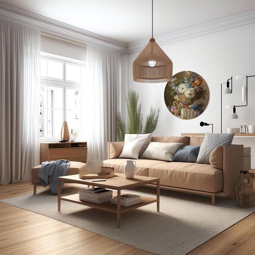 Muurcirkel Bloemstilleven met albasten vaas, Gerard van Spaendonck Muurcirkel Bloemstilleven met albasten vaas, Gerard van Spaendonck