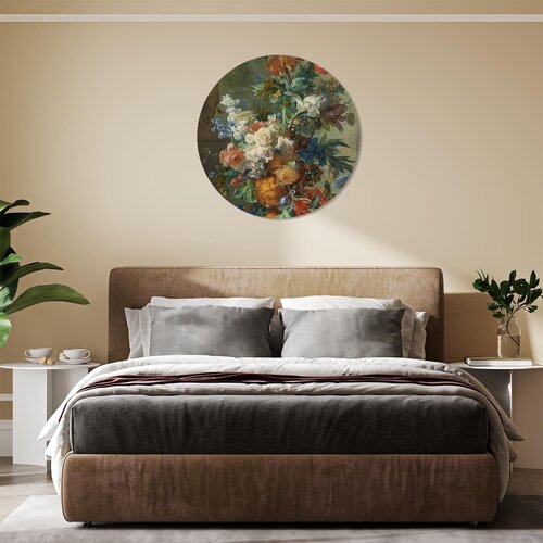 Muurcirkel Stilleven met bloemen, Jan van Huysum, Muurcirkel Stilleven met bloemen, Jan van Huysum,