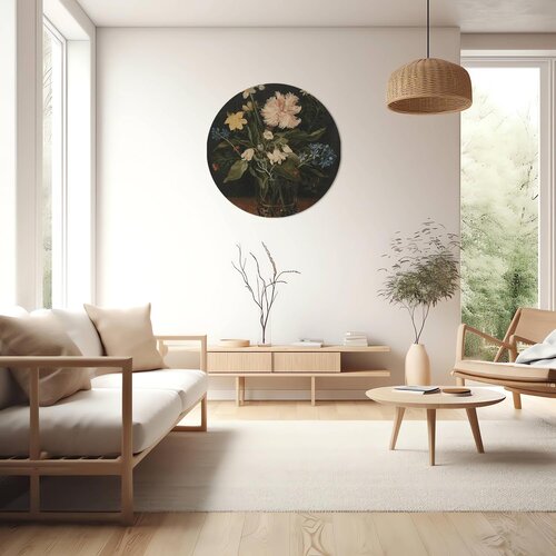 Muurcirkel Stilleven met bloemen in een glas, Jan Brueghel (I) Muurcirkel Stilleven met bloemen in een glas, Jan Brueghel (I)