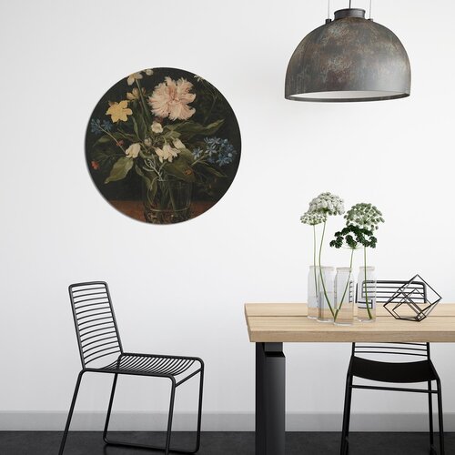 Muurcirkel Stilleven met bloemen in een glas, Jan Brueghel (I) Muurcirkel Stilleven met bloemen in een glas, Jan Brueghel (I)