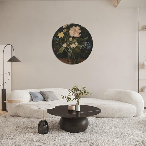 Muurcirkel Stilleven met bloemen in een glas, Jan Brueghel (I) Muurcirkel Stilleven met bloemen in een glas, Jan Brueghel (I)