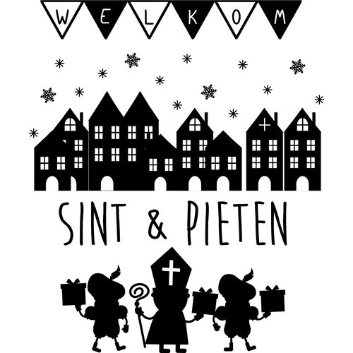 Herbruikbare sticker welkom Sinterklaas en Pieten Herbruikbare sticker welkom Sinterklaas en Pieten