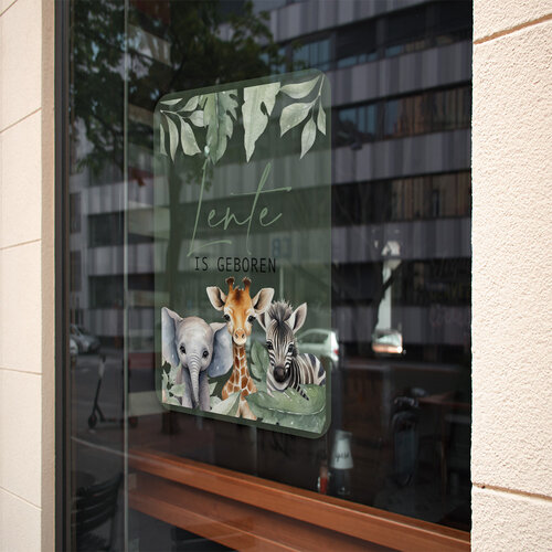 Jungle raamsticker is geboren met naam Jungle raamsticker is geboren met naam