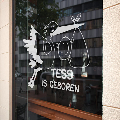 Raam sticker Is geboren met ooievaar (Jongen & Meisje) Raam sticker Is geboren met ooievaar (Jongen & Meisje)