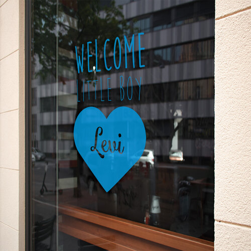 Geboorte sticker welcome little boy met naam Geboorte sticker welcome little boy met naam