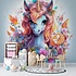 Fotobehang Unicorn / Eenhoorn kleurige met bloemen Fotobehang Unicorn / Eenhoorn kleurige met bloemen