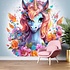 Fotobehang Unicorn / Eenhoorn kleurige met bloemen Fotobehang Unicorn / Eenhoorn kleurige met bloemen