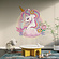 Muursticker Unicorn met wolk en bloemen