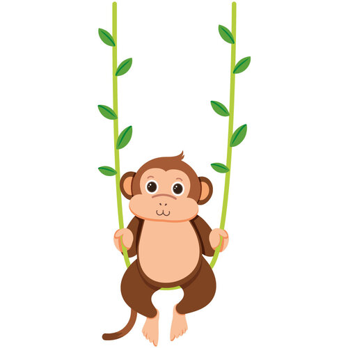 Muursticker Aap op schommel Muursticker Aap op schommel