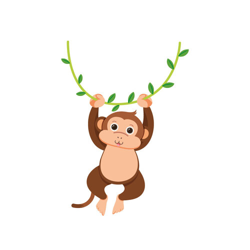 Muursticker Aap hangt aan tak Muursticker Aap hangt aan tak