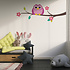 Muursticker Uil op tak met bloemen Muursticker Uil op tak met bloemen