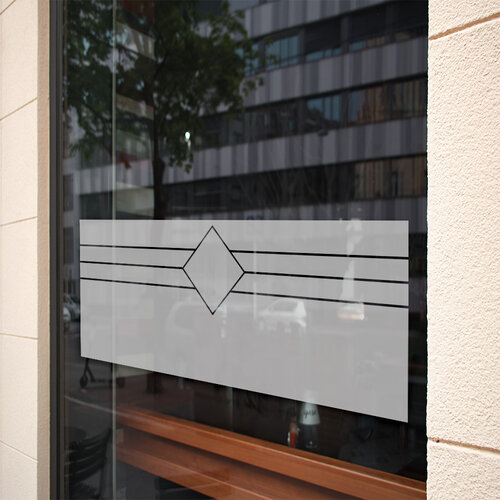 Raamfolie strepen met vierkant Raamfolie strepen met vierkant