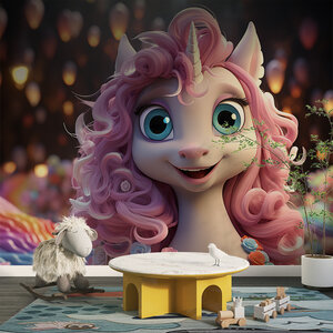 Unicorn met roze manen Unicorn met roze manen