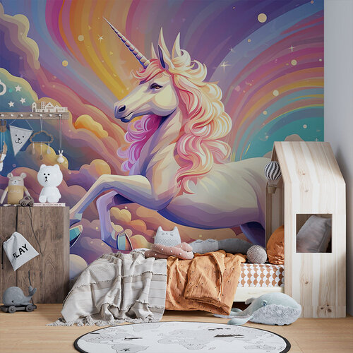Behang steigerende unicorn Behang steigerende unicorn