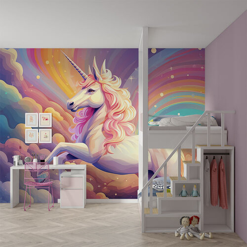 Behang steigerende unicorn Behang steigerende unicorn
