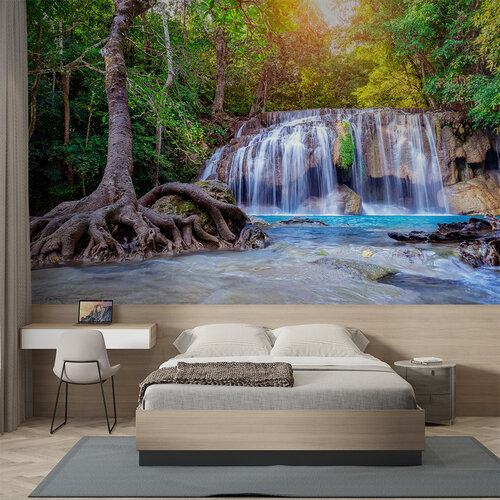 Behang Waterval in bos Behang Waterval in bos