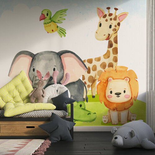 Behang Leeuw en zijn vrienden Behang Leeuw en zijn vrienden