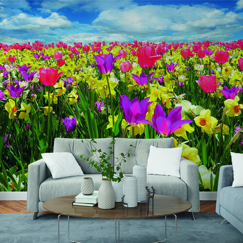 Behang kleurrijke bloemen Behang kleurrijke bloemen