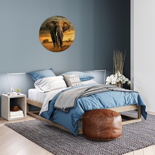 Muurcirkel olifant met ondergaande zon Muurcirkel olifant met ondergaande zon