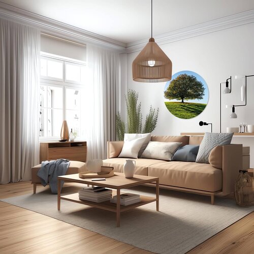 Muurcirkel Boom op een veld Muurcirkel Boom op een veld