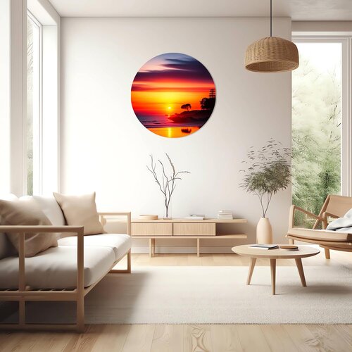 Muurcirkel Mooie ondergaande zon Muurcirkel Mooie ondergaande zon