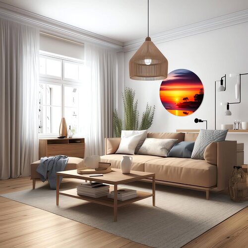 Muurcirkel Mooie ondergaande zon Muurcirkel Mooie ondergaande zon