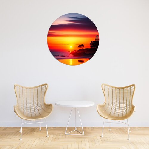 Muurcirkel Mooie ondergaande zon Muurcirkel Mooie ondergaande zon