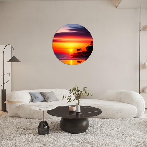 Muurcirkel Mooie ondergaande zon Muurcirkel Mooie ondergaande zon