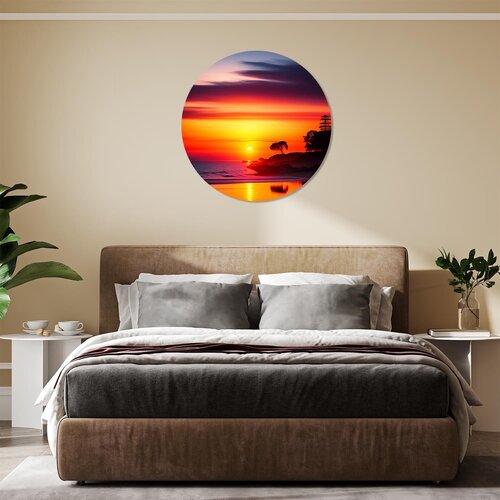 Muurcirkel Mooie ondergaande zon Muurcirkel Mooie ondergaande zon