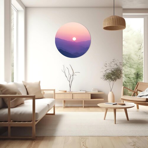 Muurcirkel Ondergaande zon in de bergen Muurcirkel Ondergaande zon in de bergen