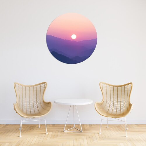 Muurcirkel Ondergaande zon in de bergen Muurcirkel Ondergaande zon in de bergen