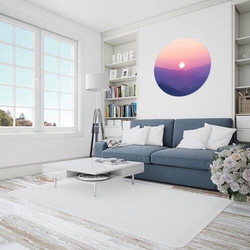 Muurcirkel Ondergaande zon in de bergen Muurcirkel Ondergaande zon in de bergen