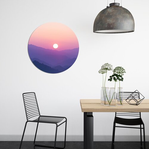 Muurcirkel Ondergaande zon in de bergen Muurcirkel Ondergaande zon in de bergen