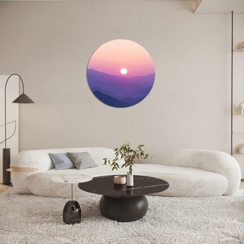 Muurcirkel Ondergaande zon in de bergen Muurcirkel Ondergaande zon in de bergen