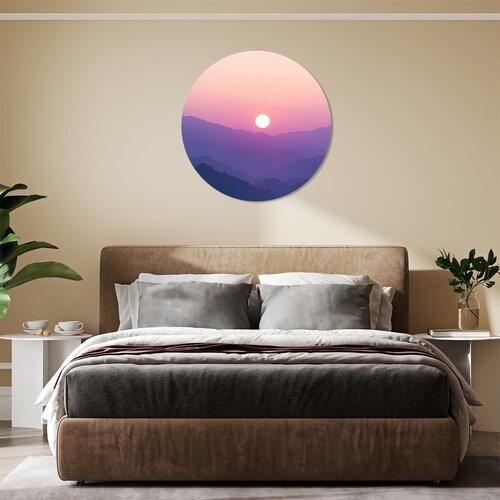 Muurcirkel Ondergaande zon in de bergen Muurcirkel Ondergaande zon in de bergen