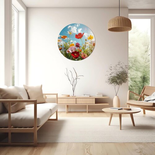 Muurcirkel Bloeiende bloemen Muurcirkel Bloeiende bloemen