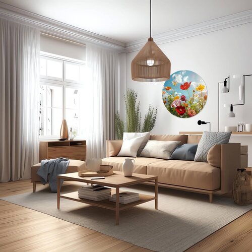 Muurcirkel Bloeiende bloemen Muurcirkel Bloeiende bloemen