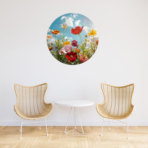 Muurcirkel Bloeiende bloemen Muurcirkel Bloeiende bloemen