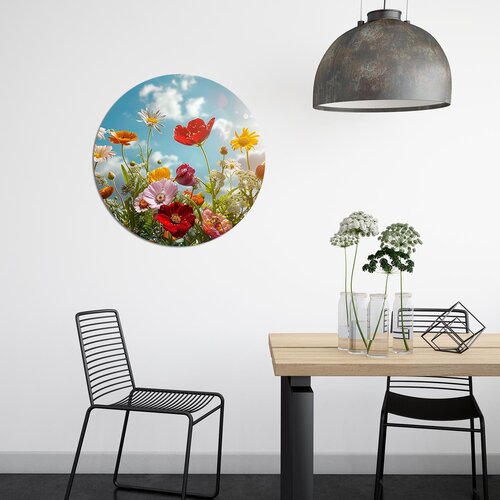 Muurcirkel Bloeiende bloemen Muurcirkel Bloeiende bloemen