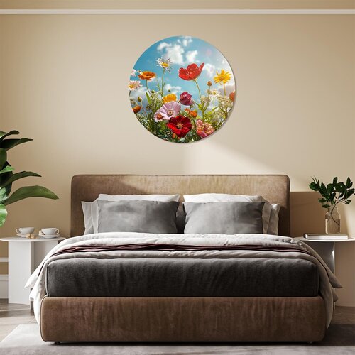 Muurcirkel Bloeiende bloemen Muurcirkel Bloeiende bloemen