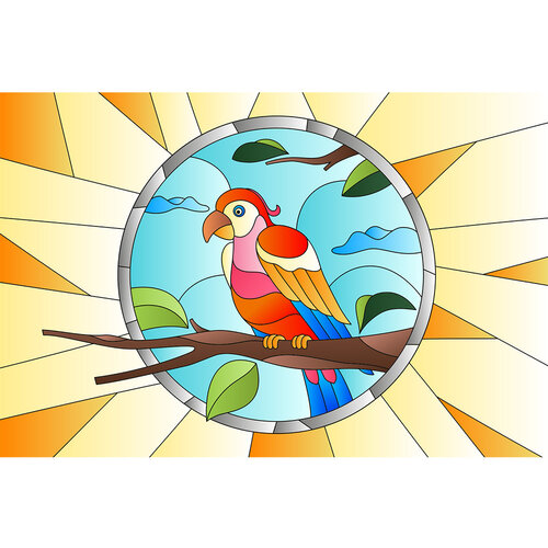 Raamfolie Papegaai van glas-in-lood